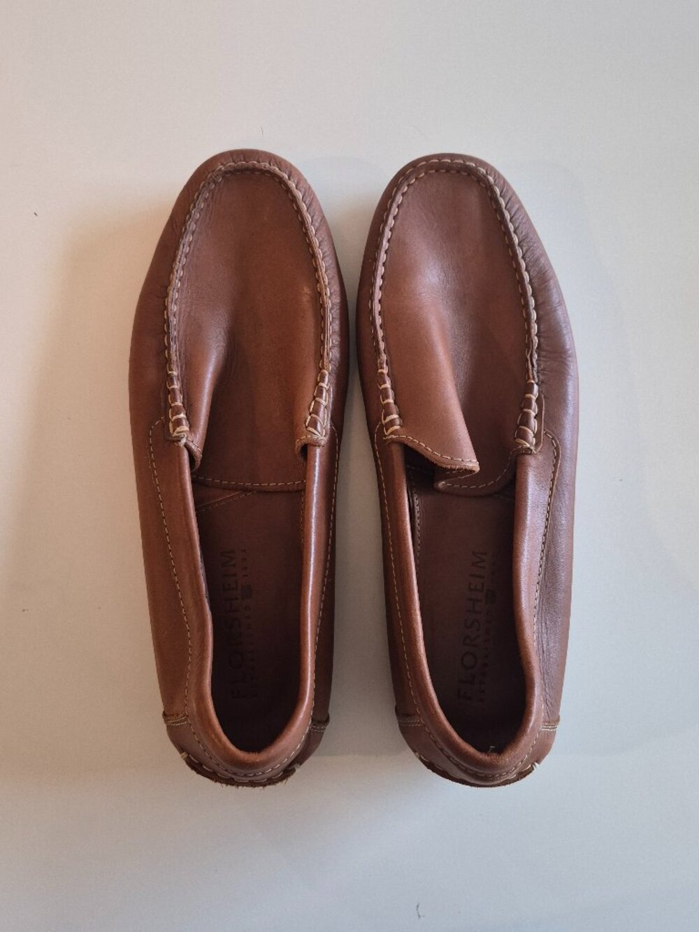 Florsheim Men’s 12 Brown Leather Moc Toe Slip On Loafers Casual Comfort Shoes